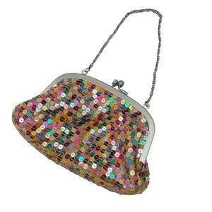 VTG Y2K Old Navy Multicolor Sequin Mini Bag Clutch 2005 Chain Purse Rainbow